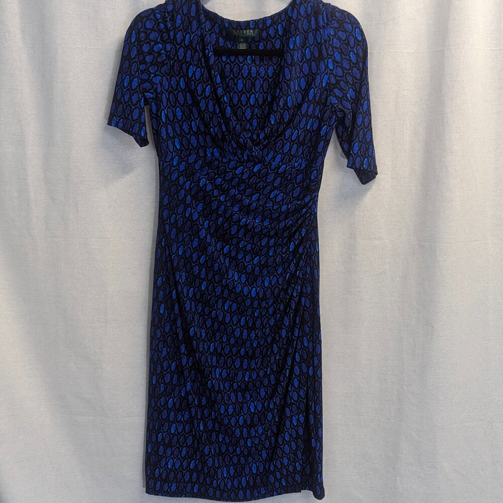 Ralph Lauren Size 6 Wrap Dress Blue/Black